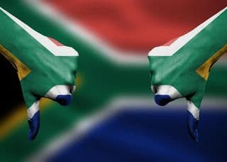 South Africa flag thumbs down