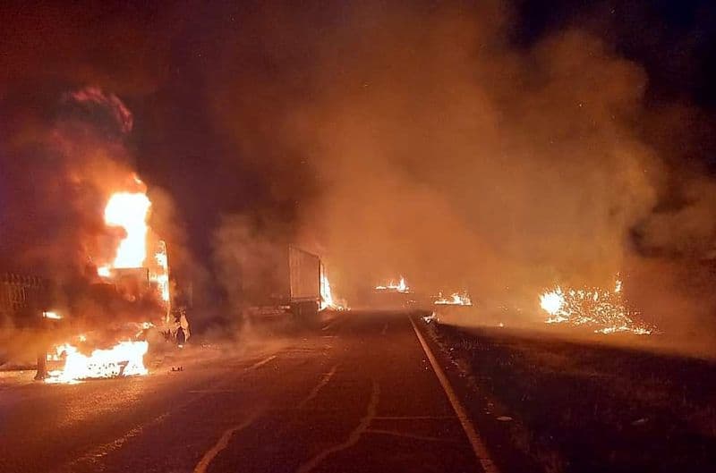 Trucks petrol-bombed Gauteng