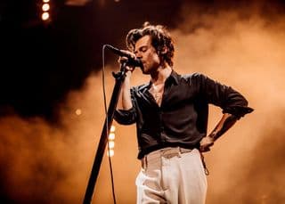 Harry Styles on stage in Houston, Texas