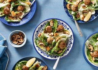Mushroom & Chicken Meatball Caesar Salad