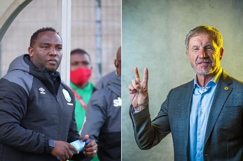 Benni McCarthy (AmaZulu coach) and Stuart Baxter (Kaizer Chiefs coach)