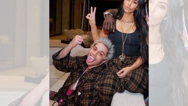 Kim Kardashian and Pete Davidson wear matching Skims PJs