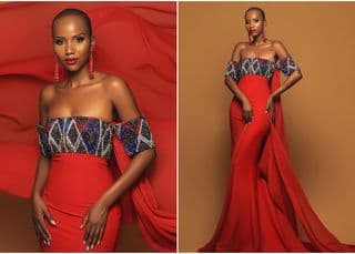 Shudu Musida shows off her Designer of the World gown for the Miss World pageant