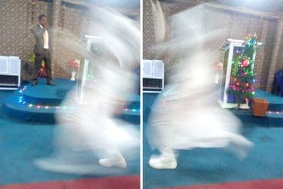 Nigerian pastor shares photos of 'angel' in his church. Nigerian pastor shares photos of 'angel' in his church.