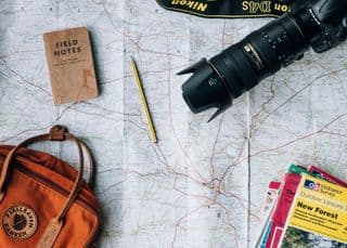 Travel items on a map.