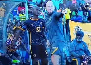 Njabulo Ngcobo in an altercation with Lee Baxter. Photo: Twitter