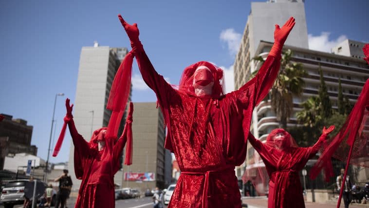 Red Rebels in Cape Town taking part in Climate change protest