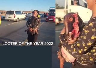 LOOK: Woman running with a SEVERED cow's head crowned 'Looter of the year 2022'