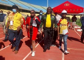 Cyril Ramaphosa was ushered from a May Day event news in a minute video