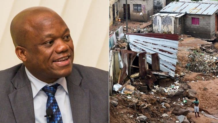 KZN floods, floods in KwaZulu-Natal, KZN Premier Sihle Zikalala, areas without water, pipeline repairs, temporary housing, displaced families
